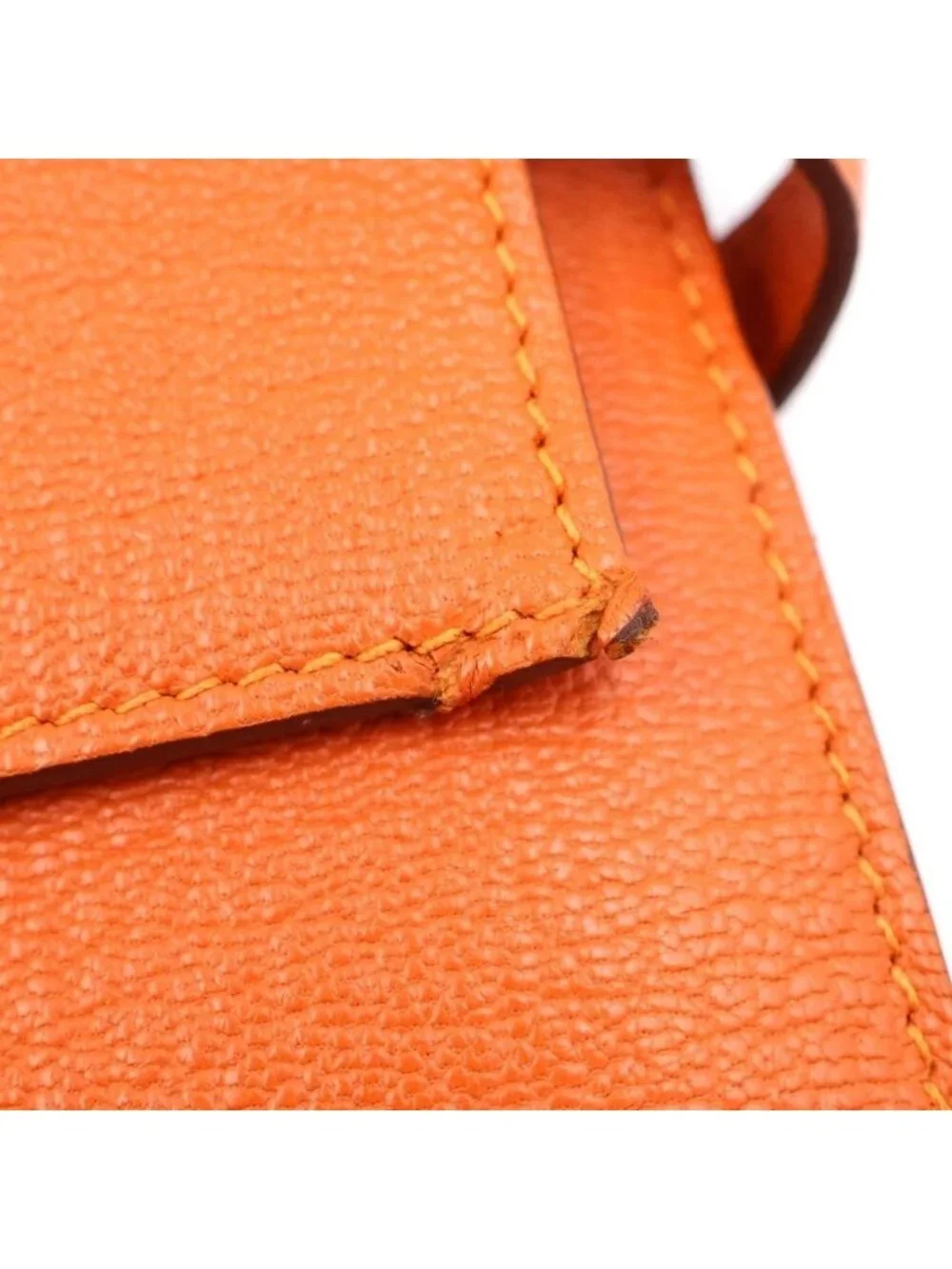 Hermes Kelly Wallet Silver Chevre Orange
